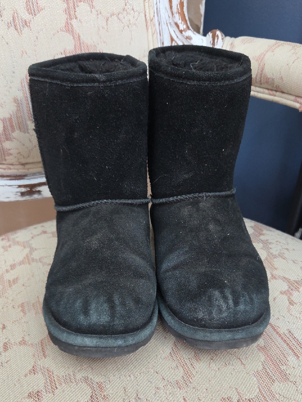 BearPaw Kids Black Suede Short Winter Boots